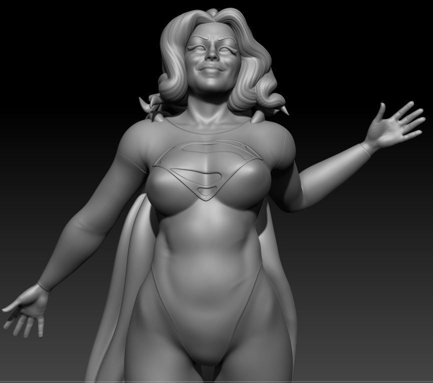 Supergirl woman wearing cape 3D print model_4