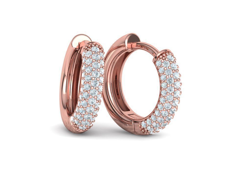 15mm Diamond Hoop Earrings Round Hoops 3D print model_7