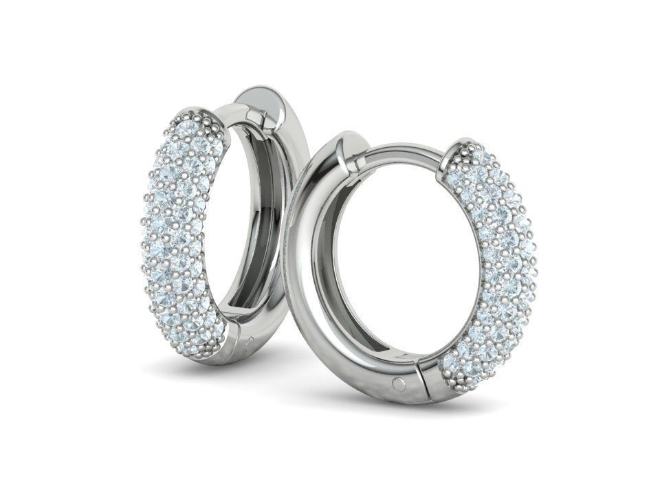 15mm Diamond Hoop Earrings Round Hoops 3D print model_6