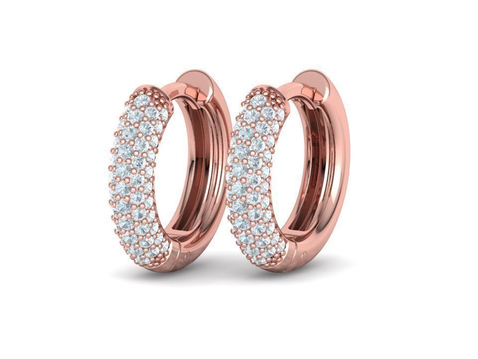 15mm Diamond Hoop Earrings Round Hoops 3D print model_10