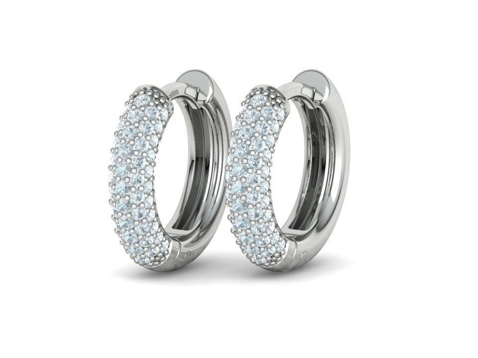 15mm Diamond Hoop Earrings Round Hoops 3D print model_12