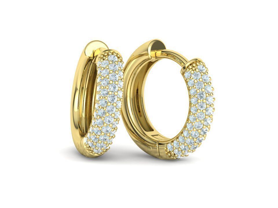 15mm Diamond Hoop Earrings Round Hoops 3D print model_8