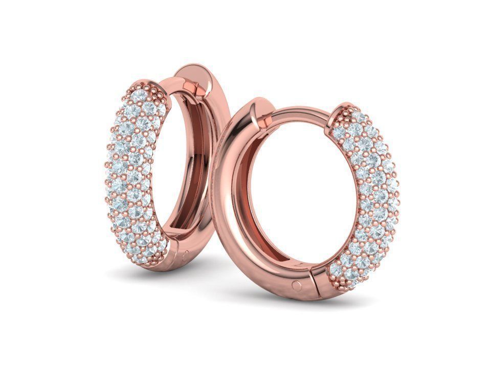 15mm Diamond Hoop Earrings Round Hoops 3D print model_4