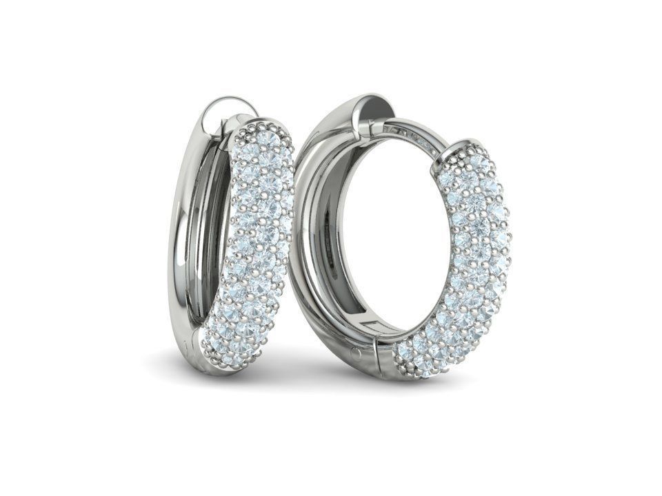 15mm Diamond Hoop Earrings Round Hoops 3D print model_9