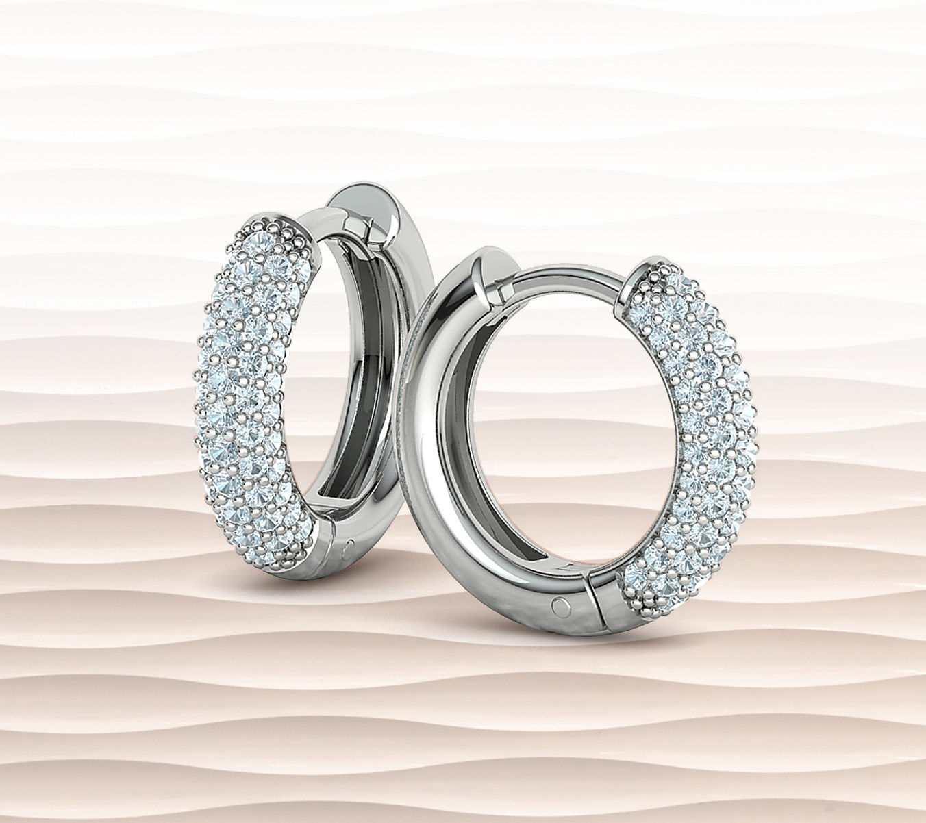 15mm Diamond Hoop Earrings Round Hoops 3D print model_2