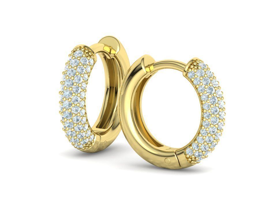 15mm Diamond Hoop Earrings Round Hoops 3D print model_5