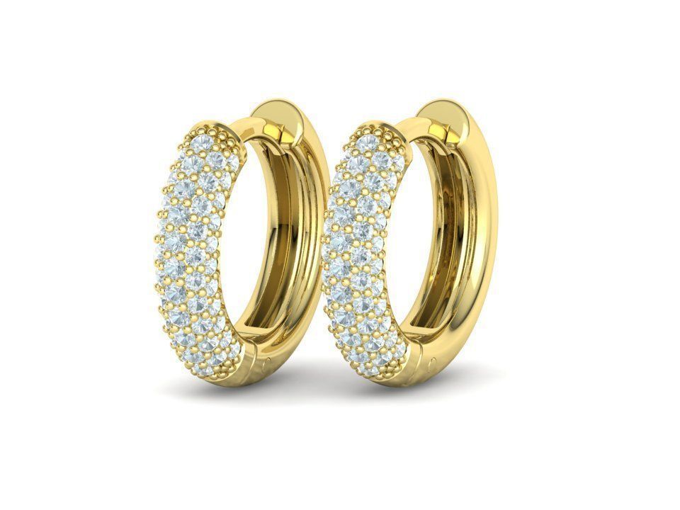 15mm Diamond Hoop Earrings Round Hoops 3D print model_11