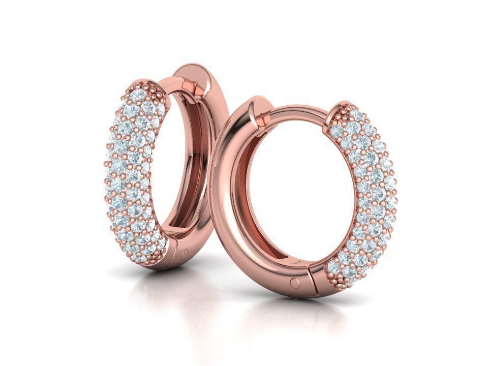 15mm Diamond Hoop Earrings Round Hoops 3D print model_3