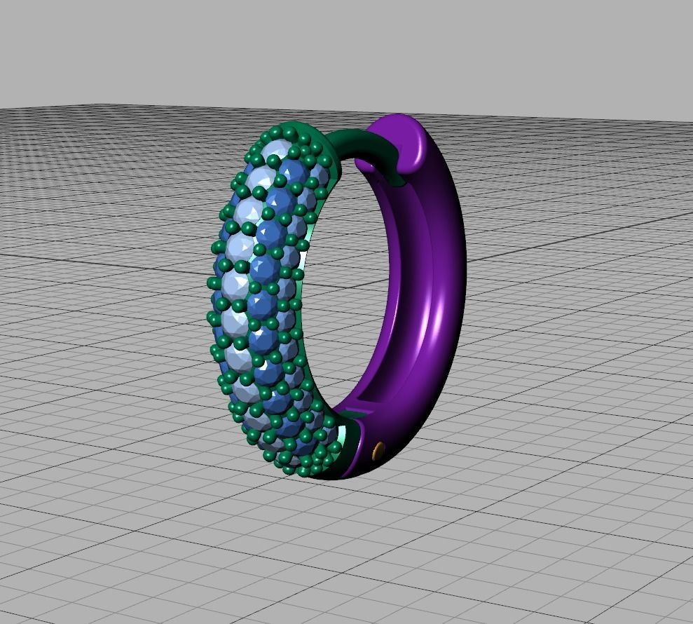 15mm Diamond Hoop Earrings Round Hoops 3D print model_19