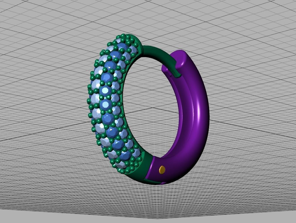 15mm Diamond Hoop Earrings Round Hoops 3D print model_23