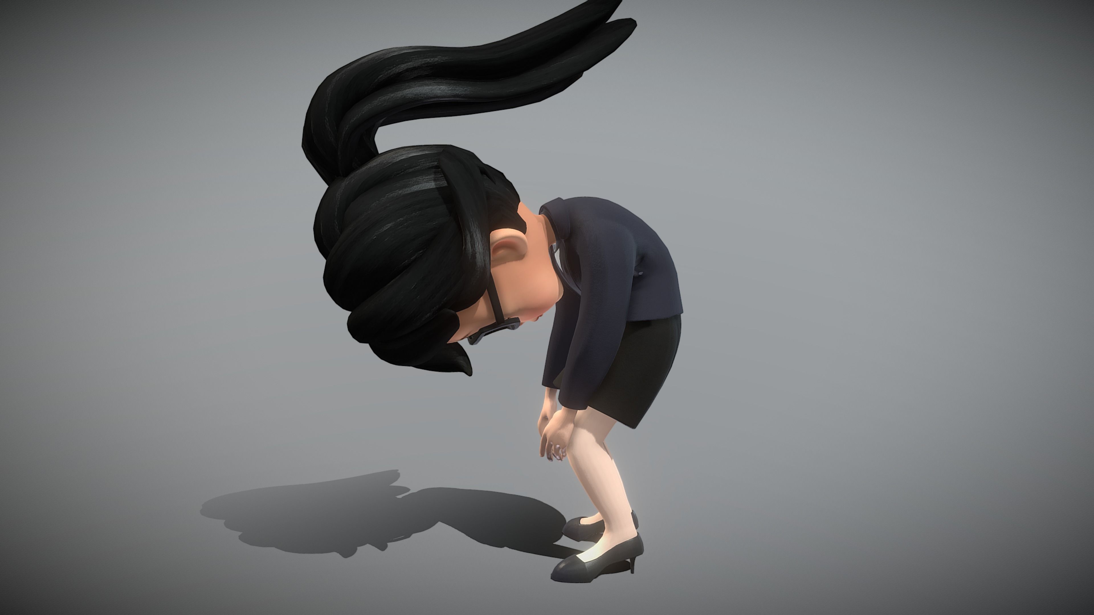 Cartoon Young Woman 3D model_8