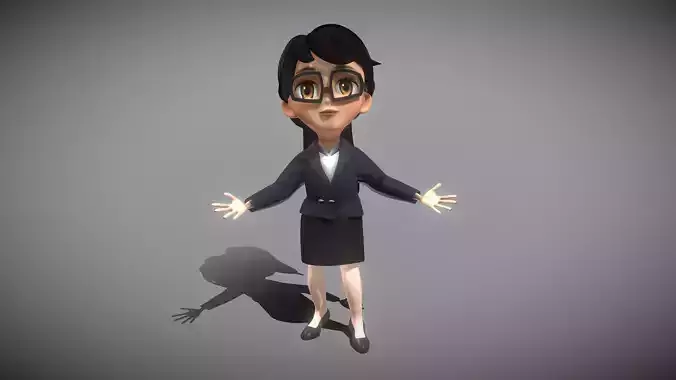 Cartoon Young Woman 3D model