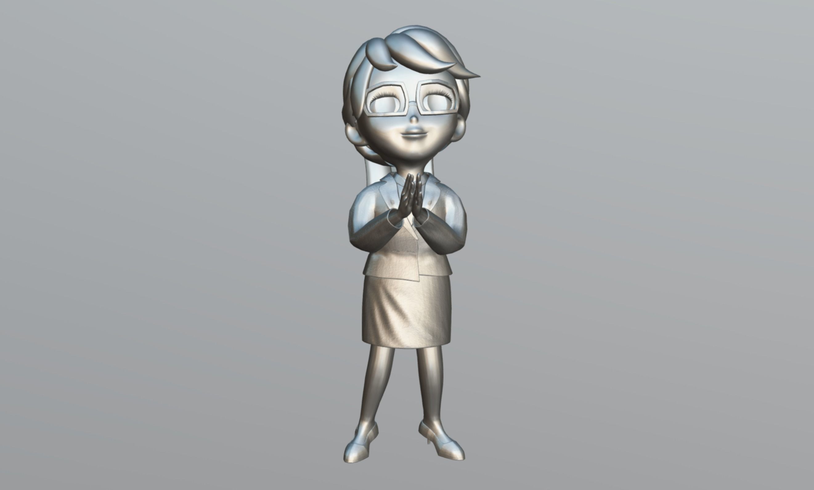 Cartoon Young Woman 3D model_10