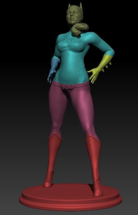 Batgirl woman in bikini 3D print model_5