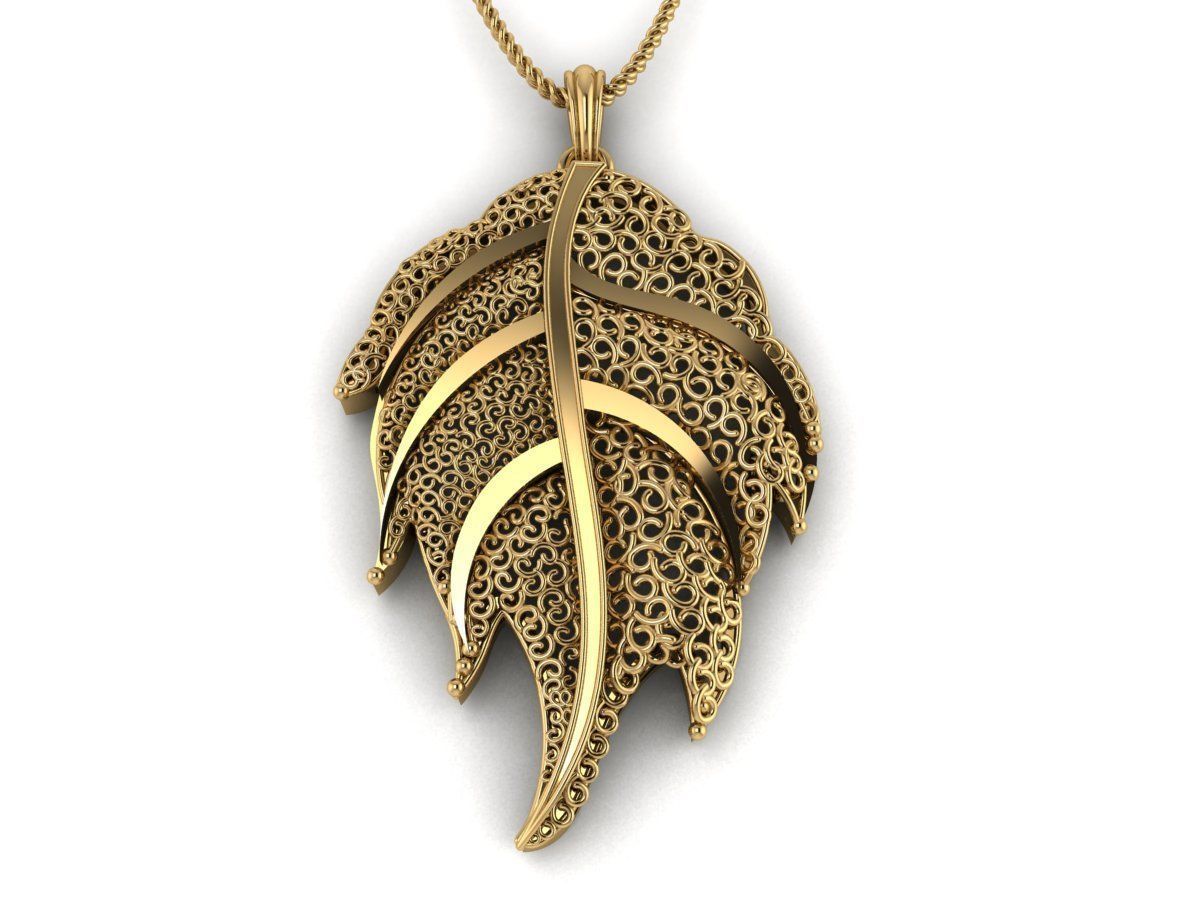 Pendent leaf 3D print model_2