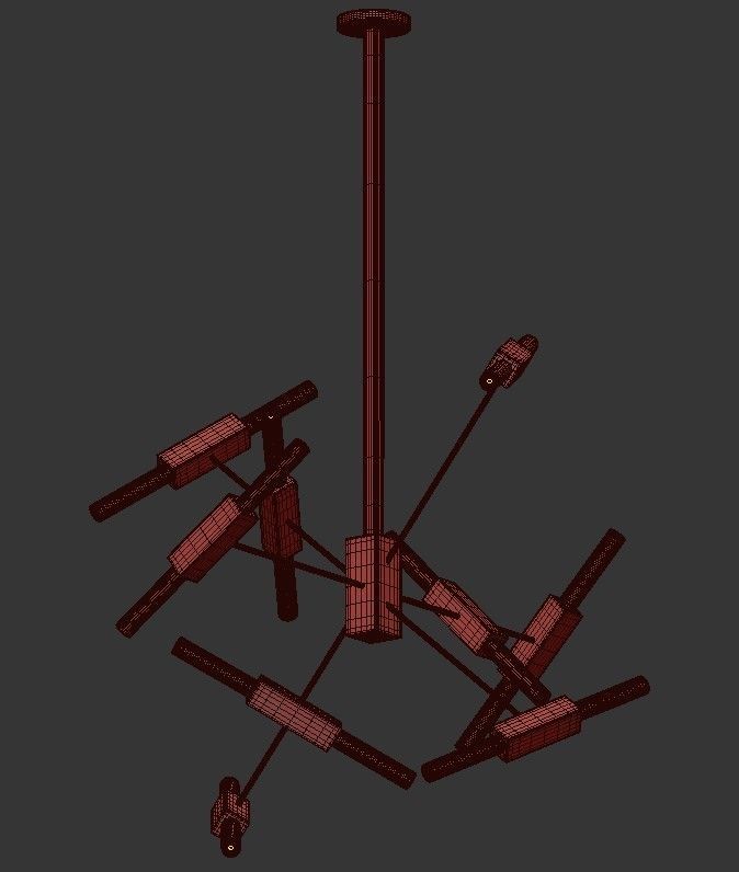 TUBULAR chandelier with wires hanging from it 3D model_1