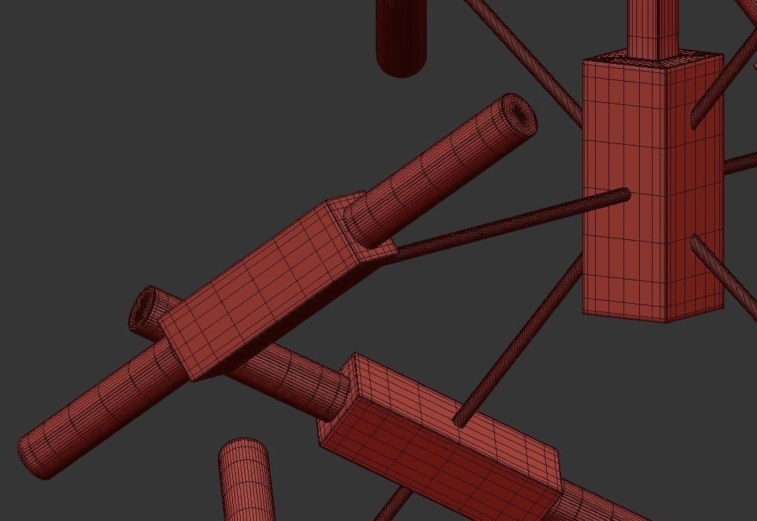 TUBULAR chandelier with wires hanging from it 3D model_2