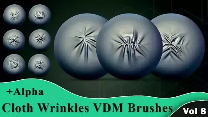 Cloth Wrinkles VDM Brushes and Alpha Vol 8