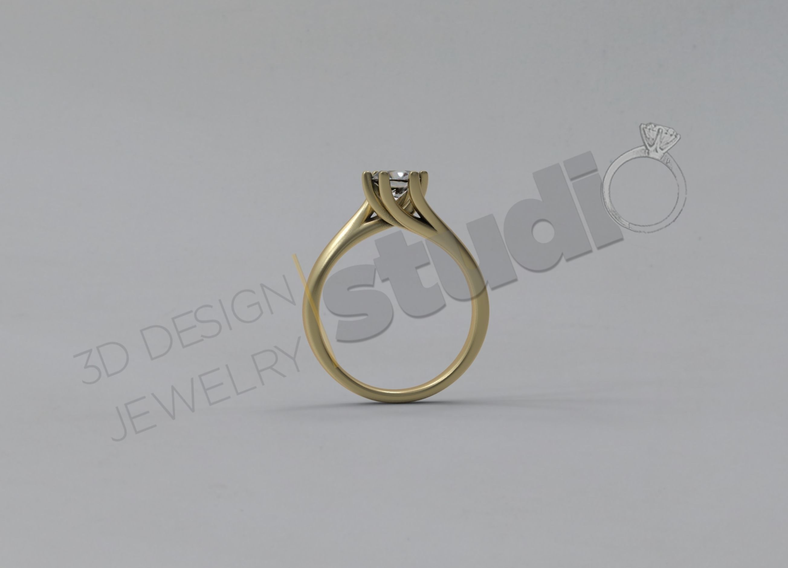 Brilliant diamond solitaire ring 3D print model_3