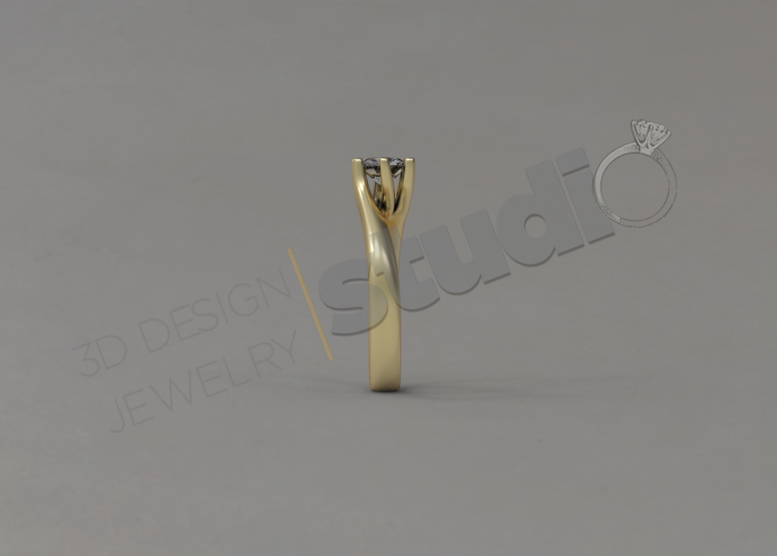 Brilliant diamond solitaire ring 3D print model_4