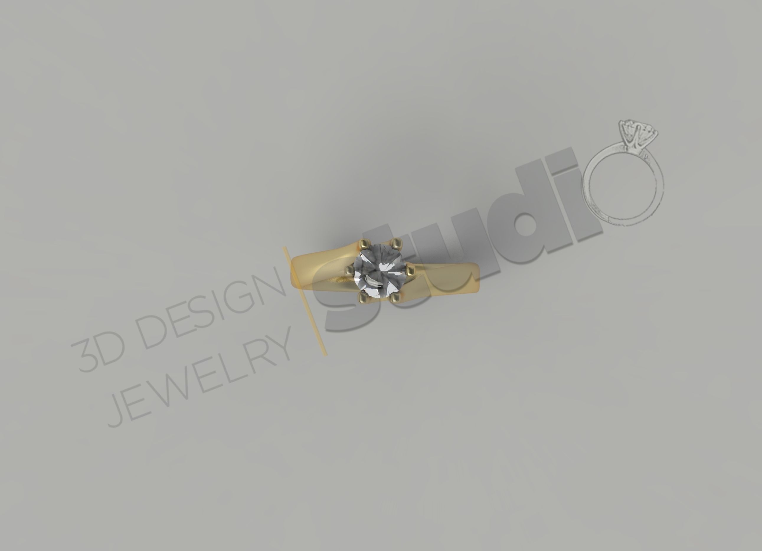 Brilliant diamond solitaire ring 3D print model_2