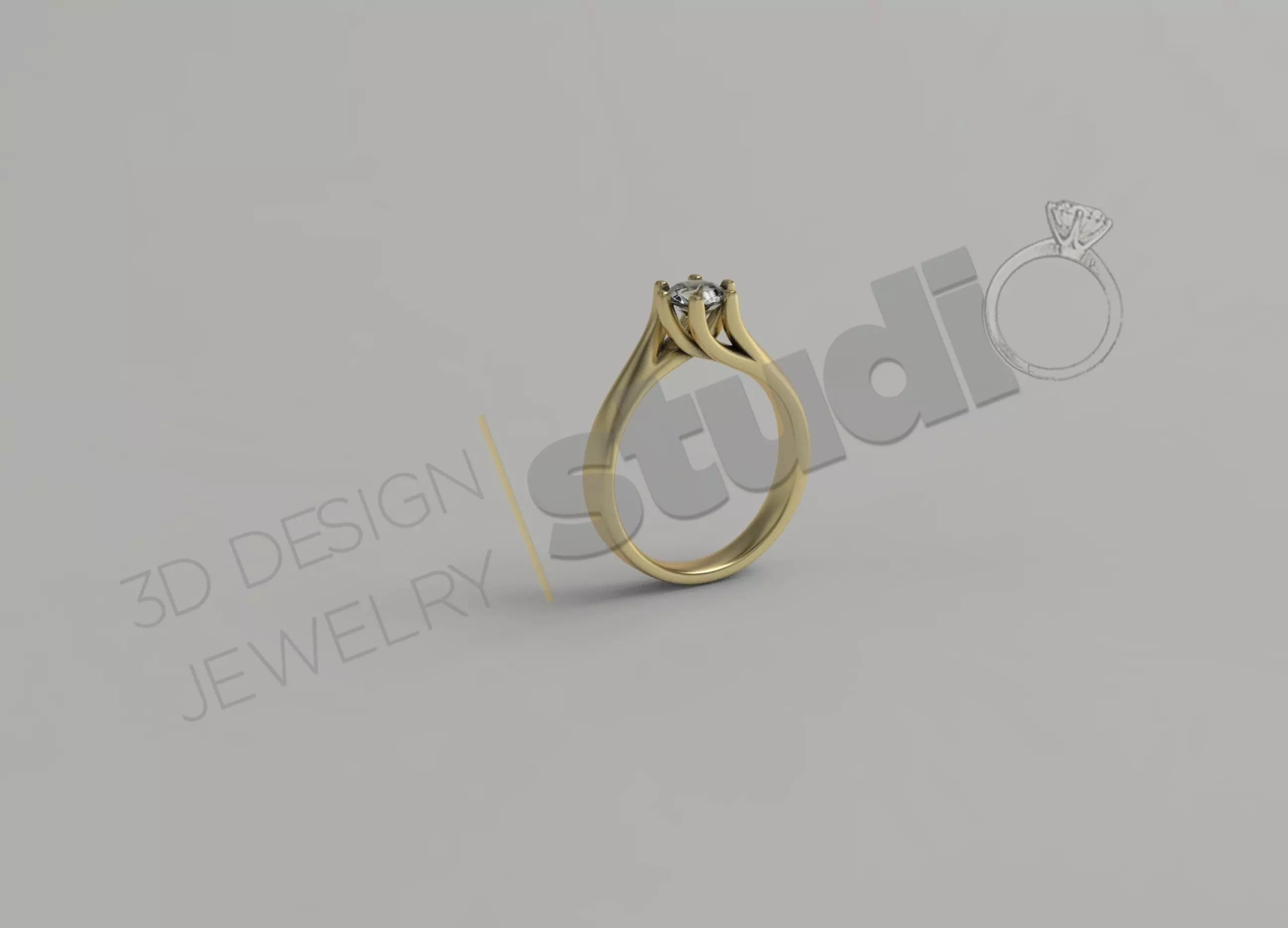 Brilliant diamond solitaire ring 3D print model_0