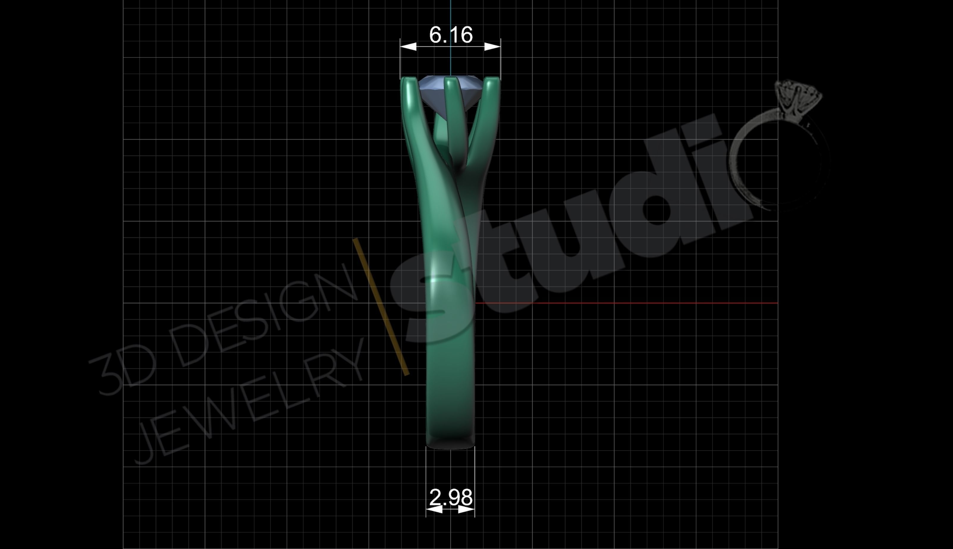 Brilliant diamond solitaire ring 3D print model_7