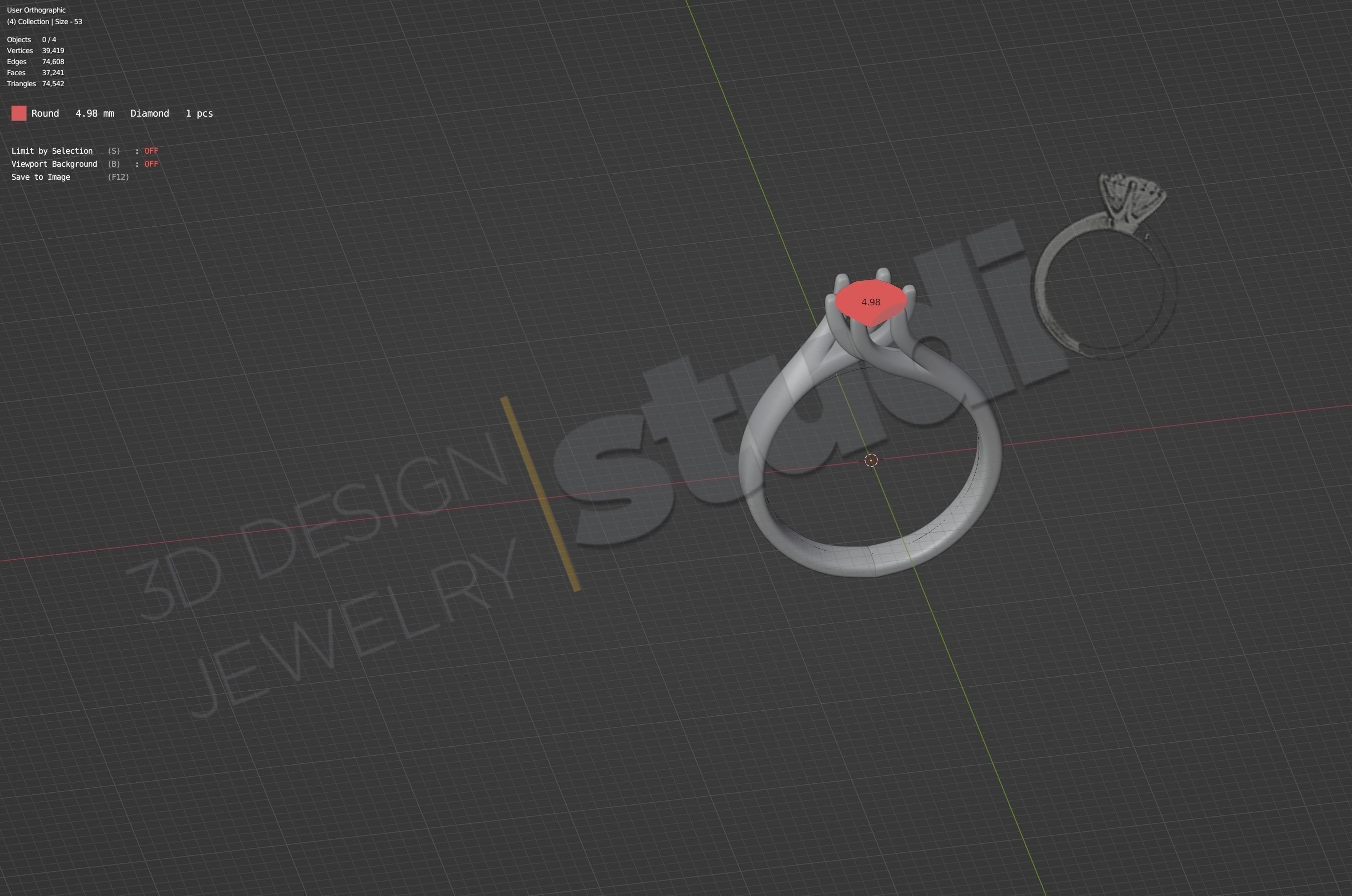 Brilliant diamond solitaire ring 3D print model_6