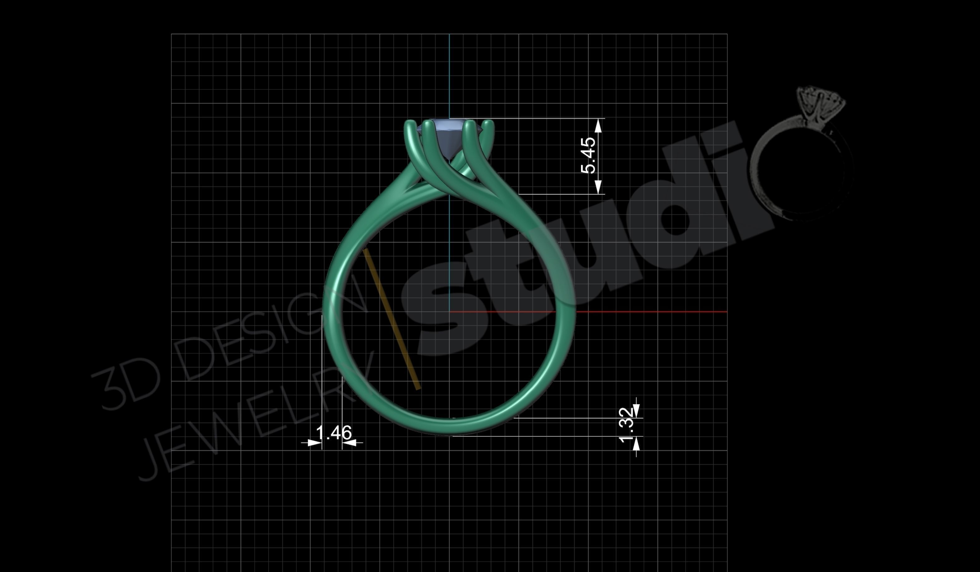 Brilliant diamond solitaire ring 3D print model_5