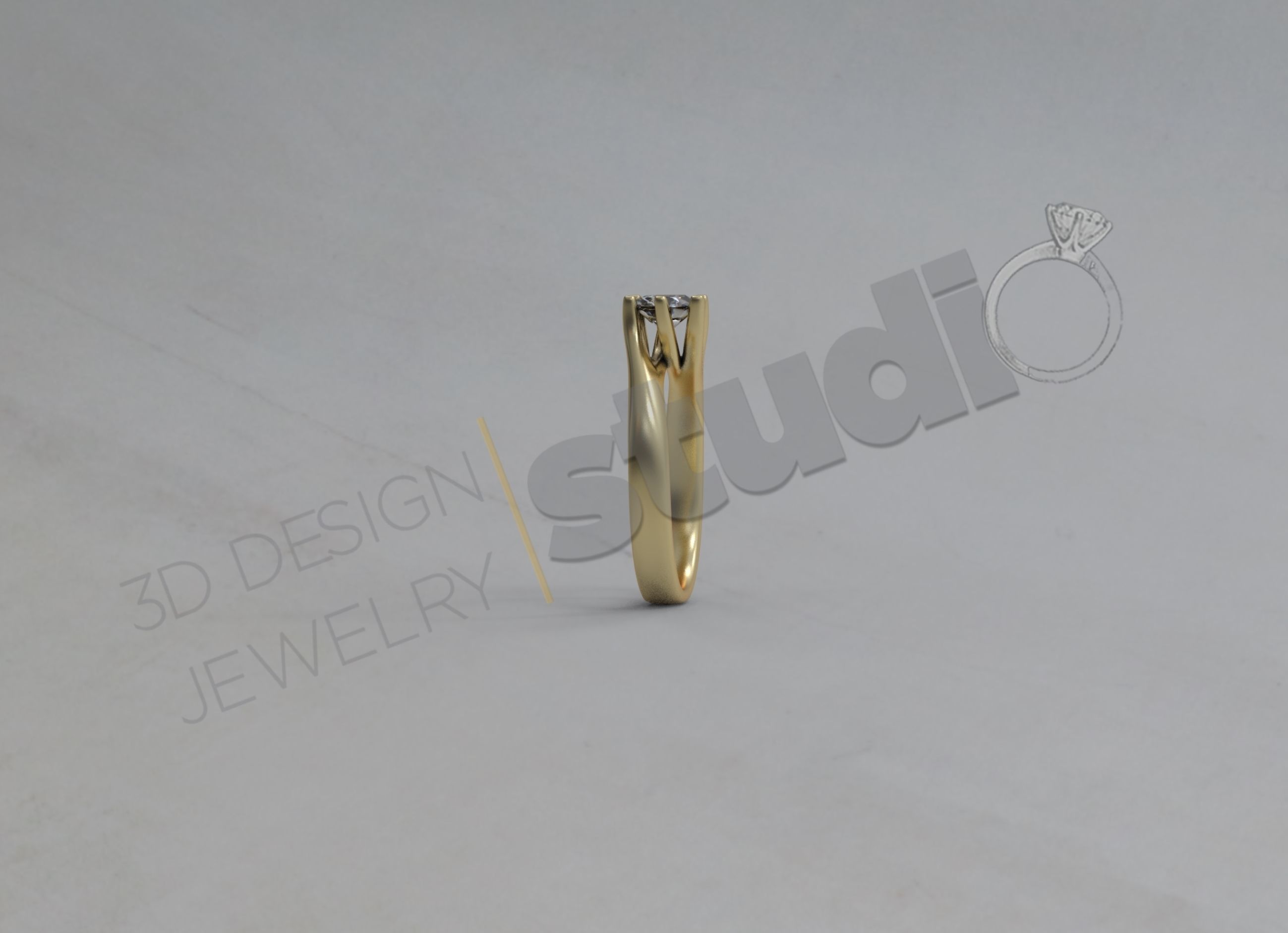 Brilliant diamond solitaire ring 3D print model_1