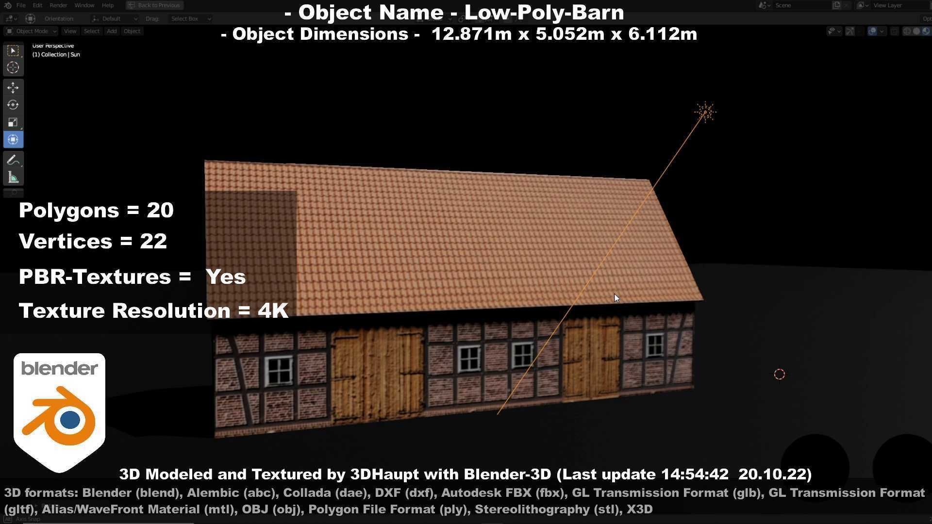 Half-Timbered Barn Low-poly 3D model_87