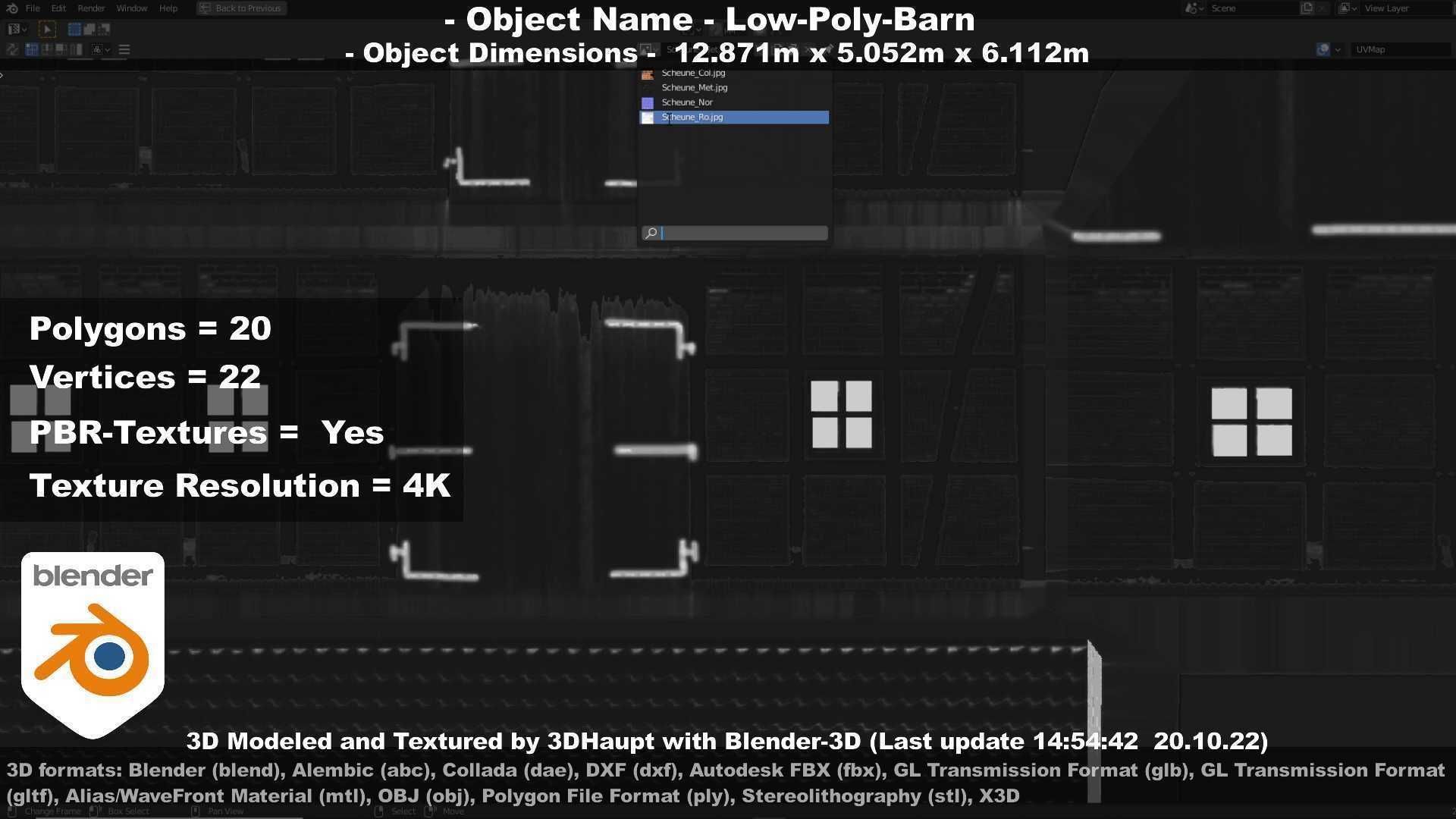 Half-Timbered Barn Low-poly 3D model_77