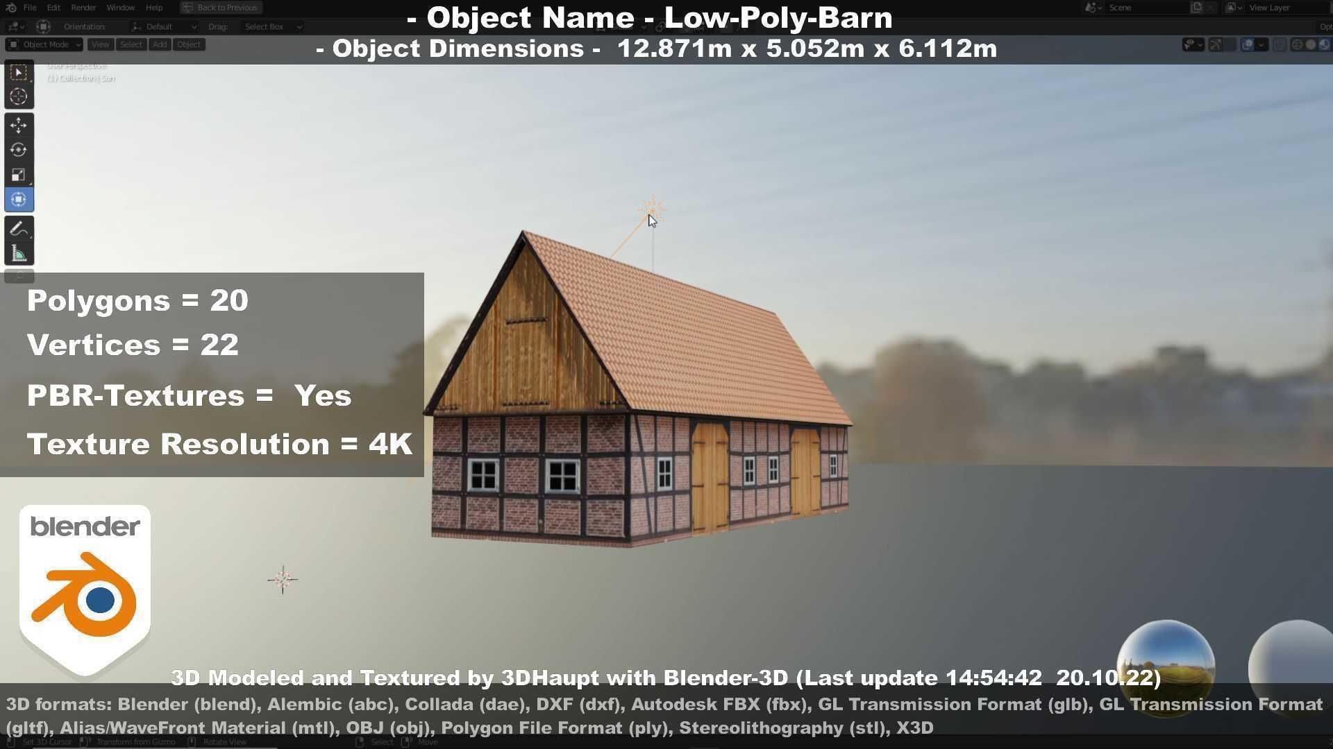 Half-Timbered Barn Low-poly 3D model_54
