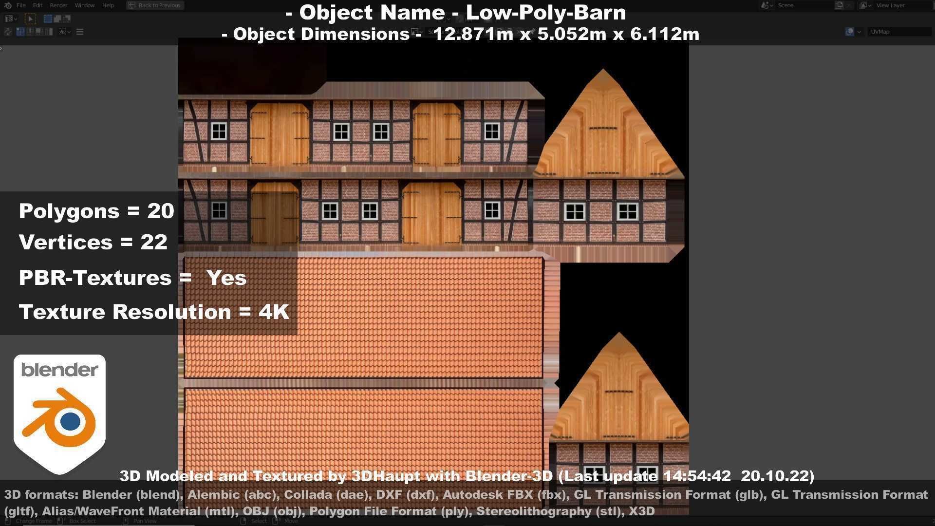 Half-Timbered Barn Low-poly 3D model_128