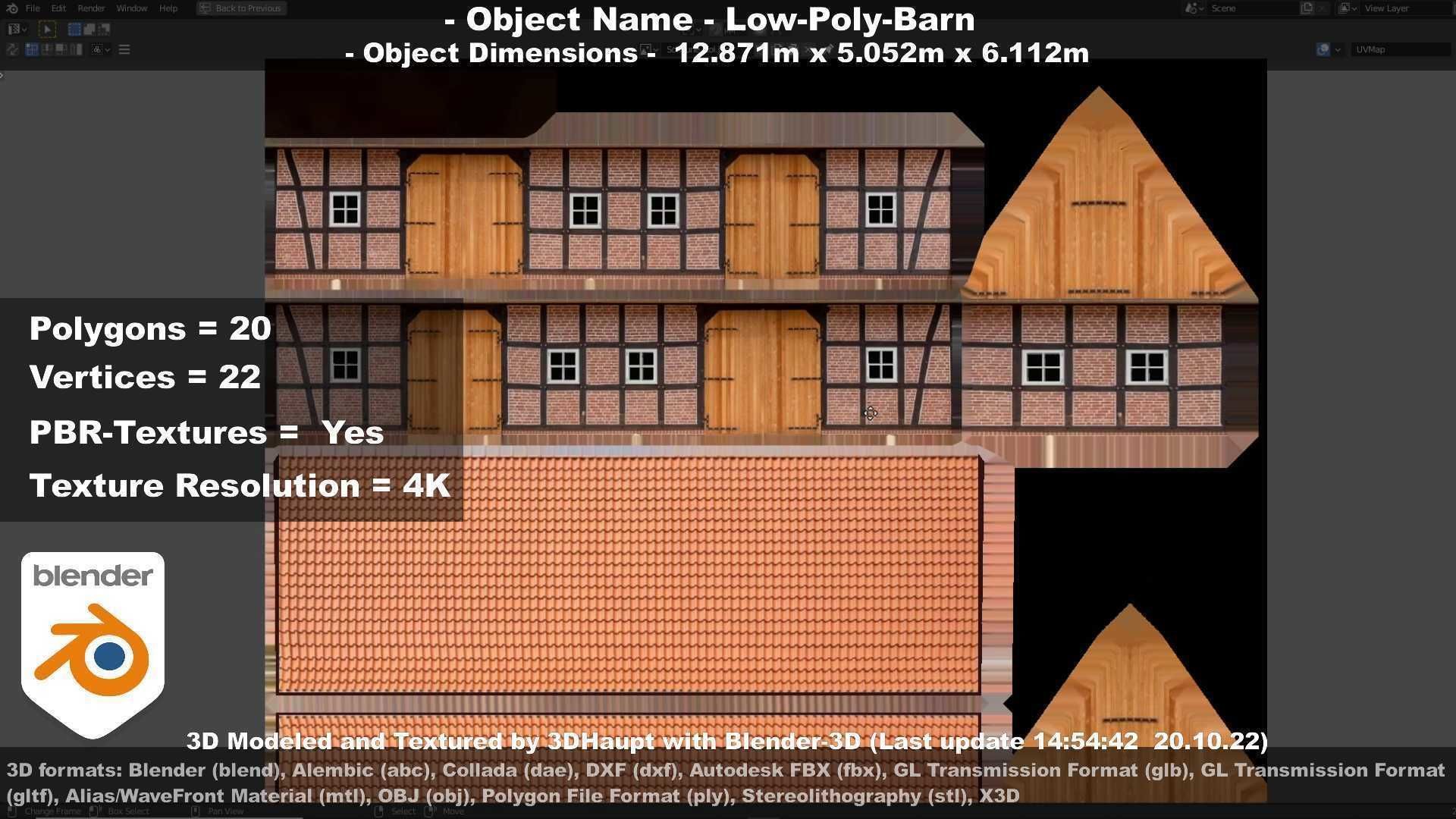 Half-Timbered Barn Low-poly 3D model_122