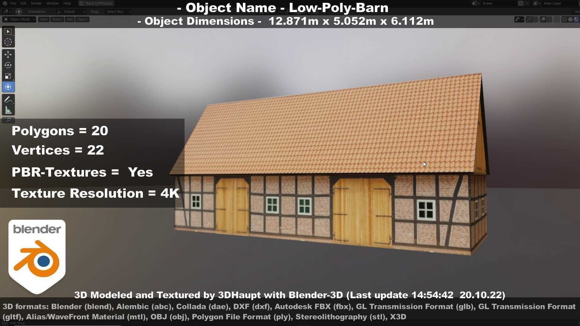 Half-Timbered Barn Low-poly 3D model_63