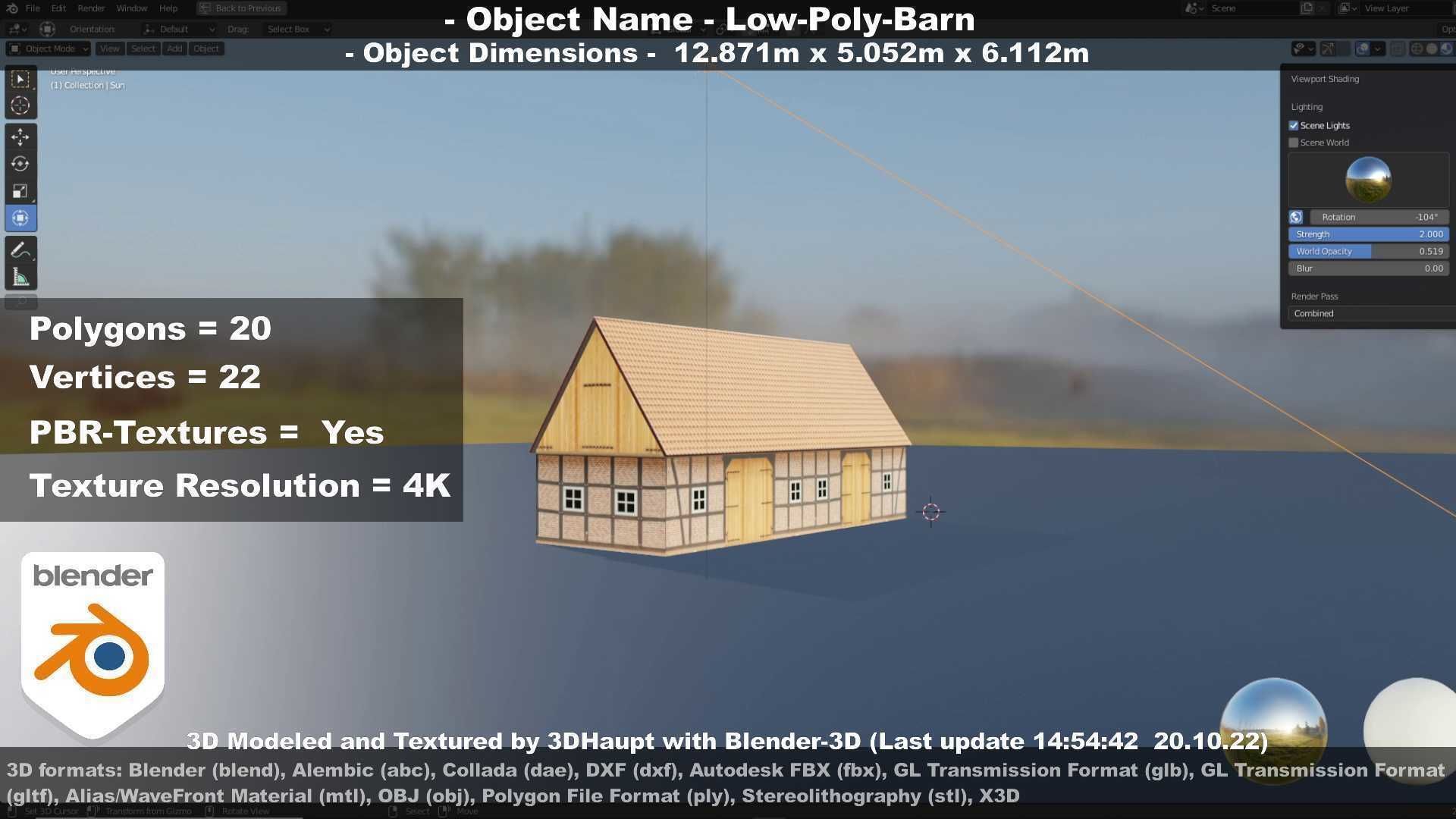 Half-Timbered Barn Low-poly 3D model_14