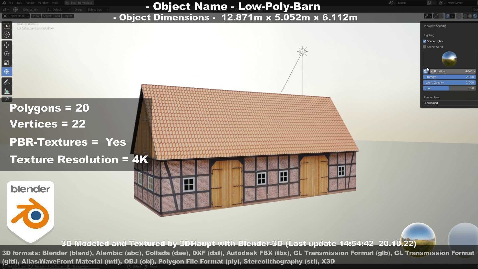 Half-Timbered Barn Low-poly 3D model_44