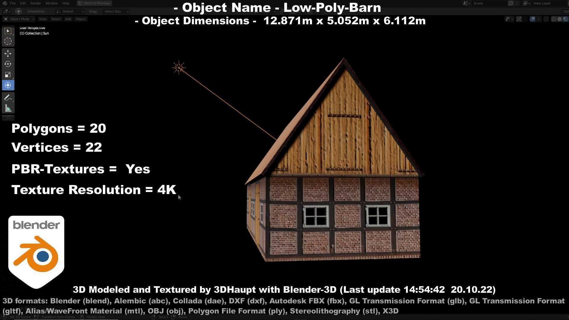 Half-Timbered Barn Low-poly 3D model_78