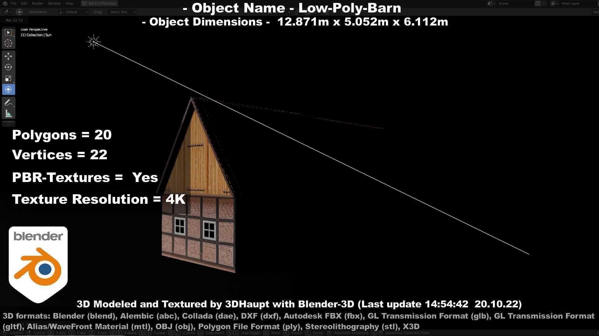 Half-Timbered Barn Low-poly 3D model_12