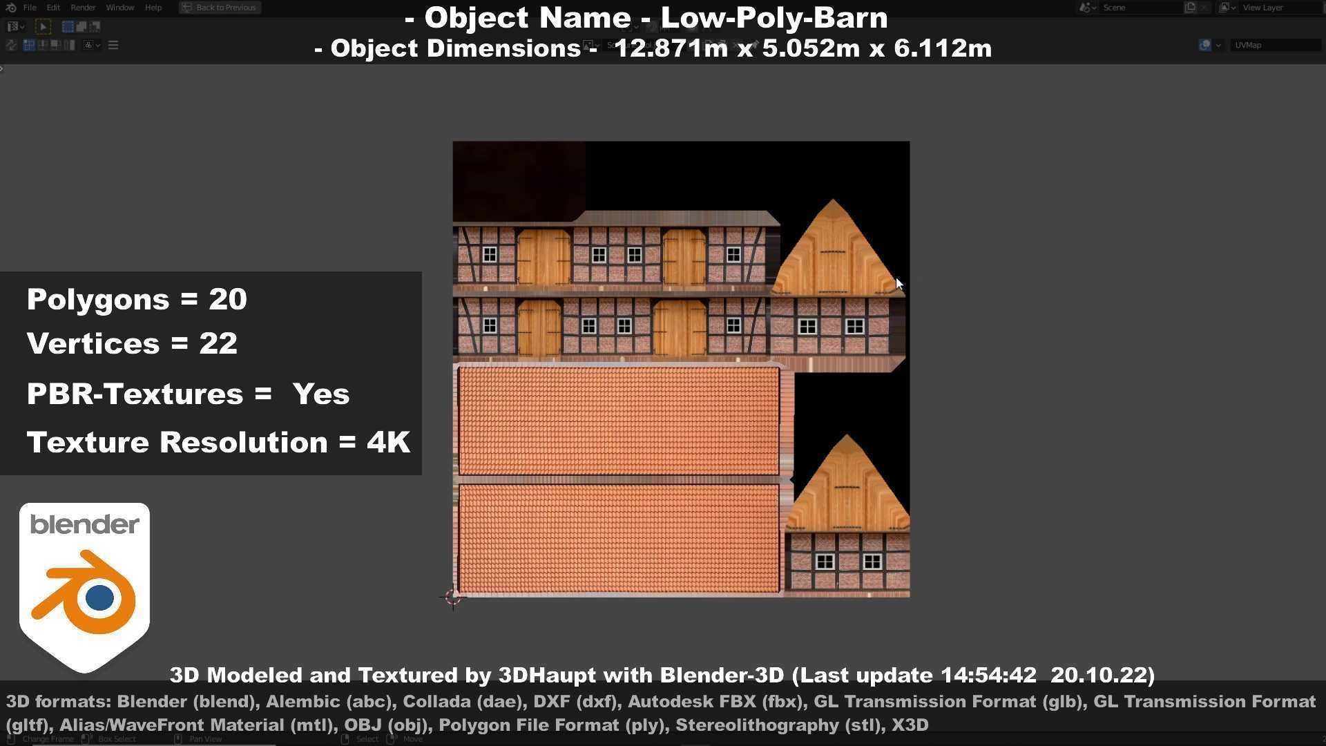 Half-Timbered Barn Low-poly 3D model_35