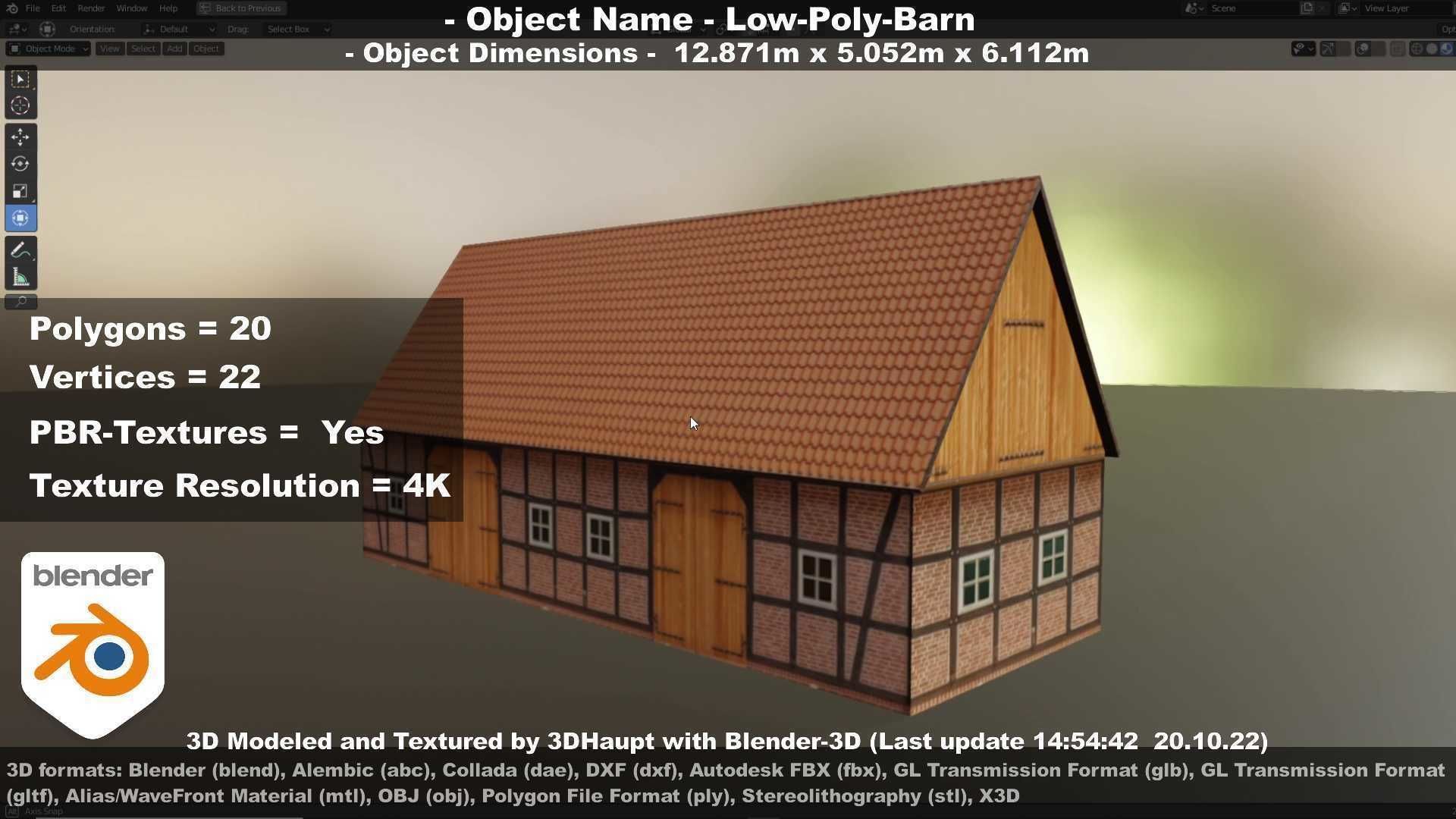 Half-Timbered Barn Low-poly 3D model_39