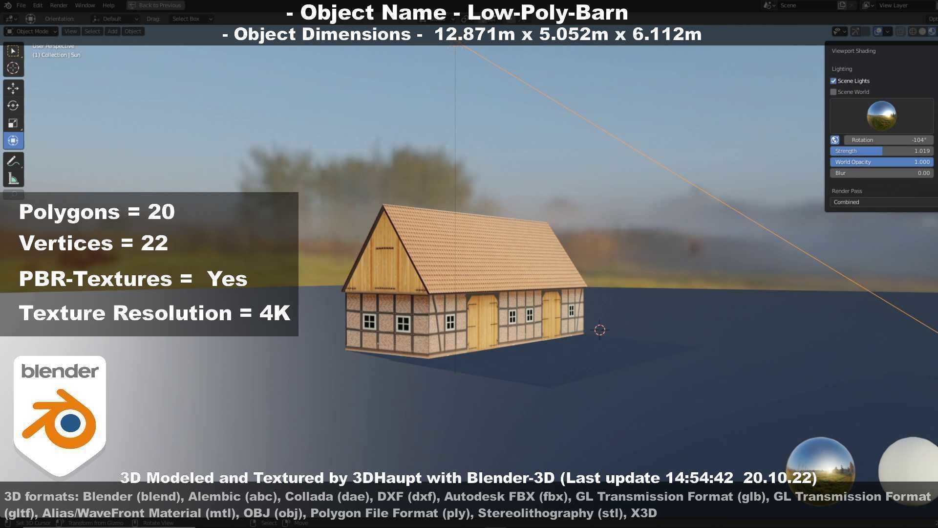 Half-Timbered Barn Low-poly 3D model_50