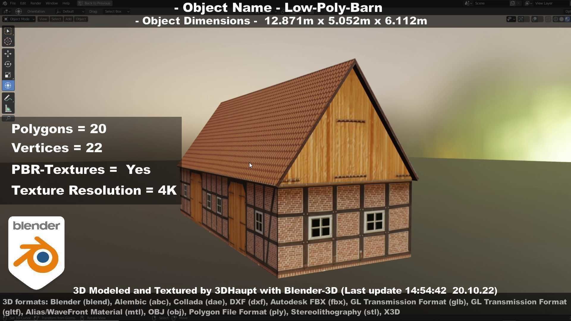 Half-Timbered Barn Low-poly 3D model_91