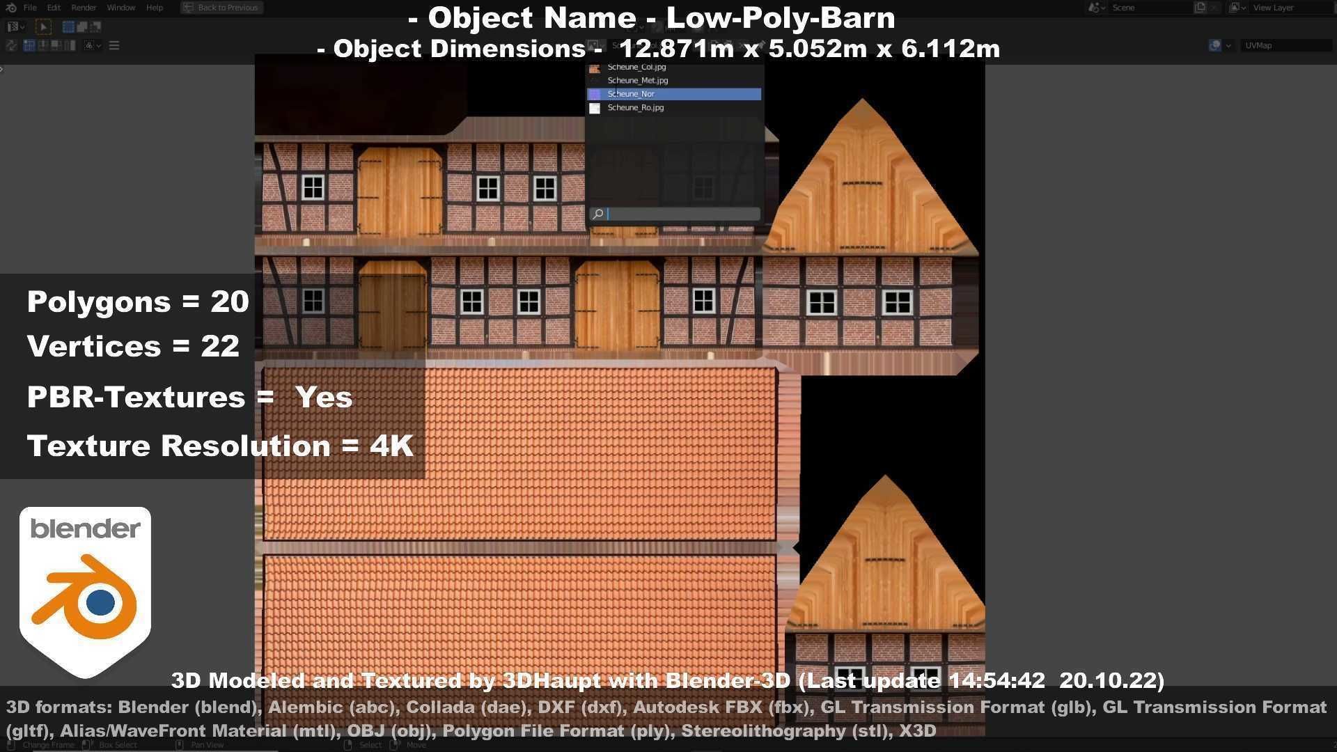 Half-Timbered Barn Low-poly 3D model_130