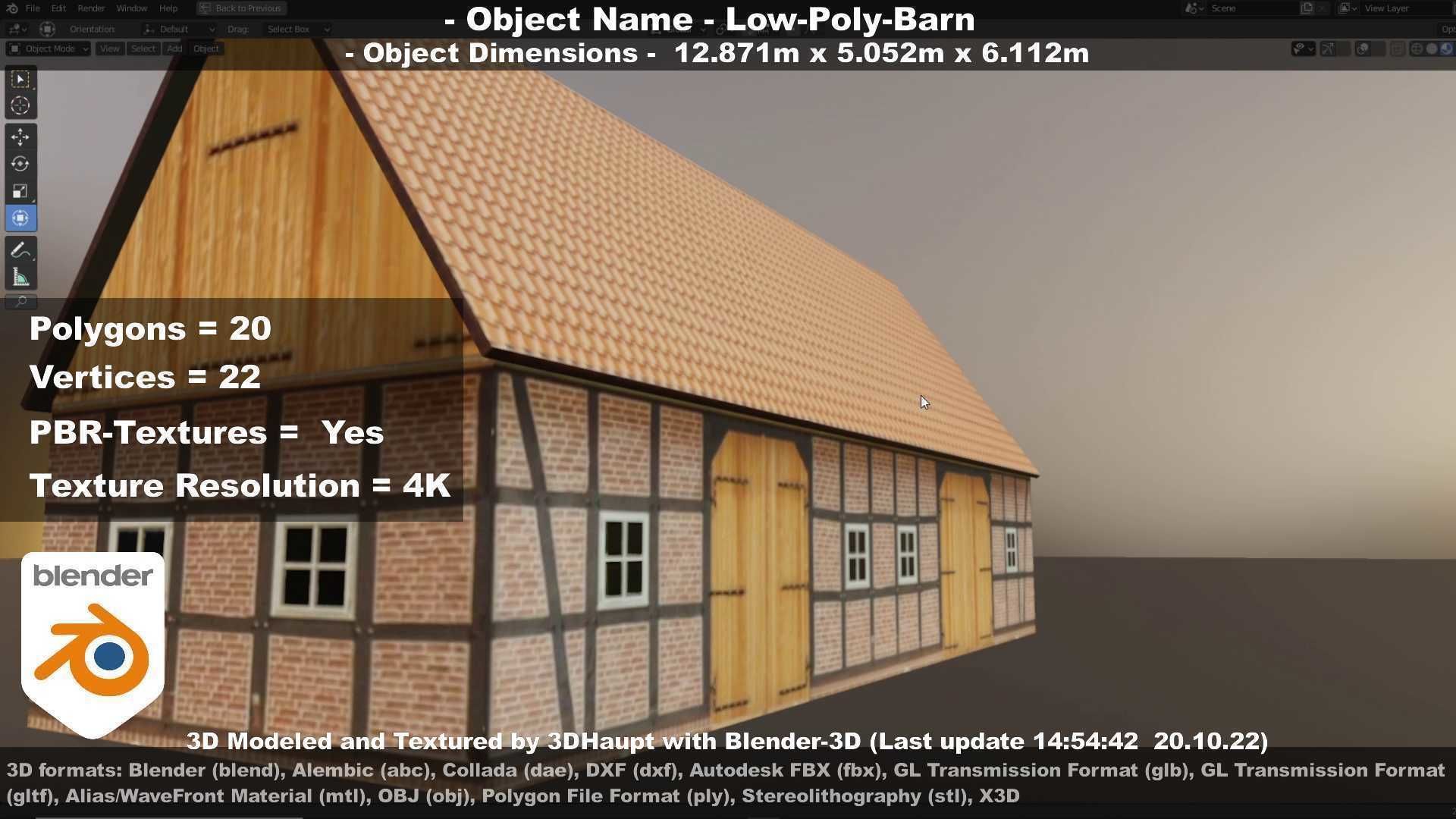 Half-Timbered Barn Low-poly 3D model_29