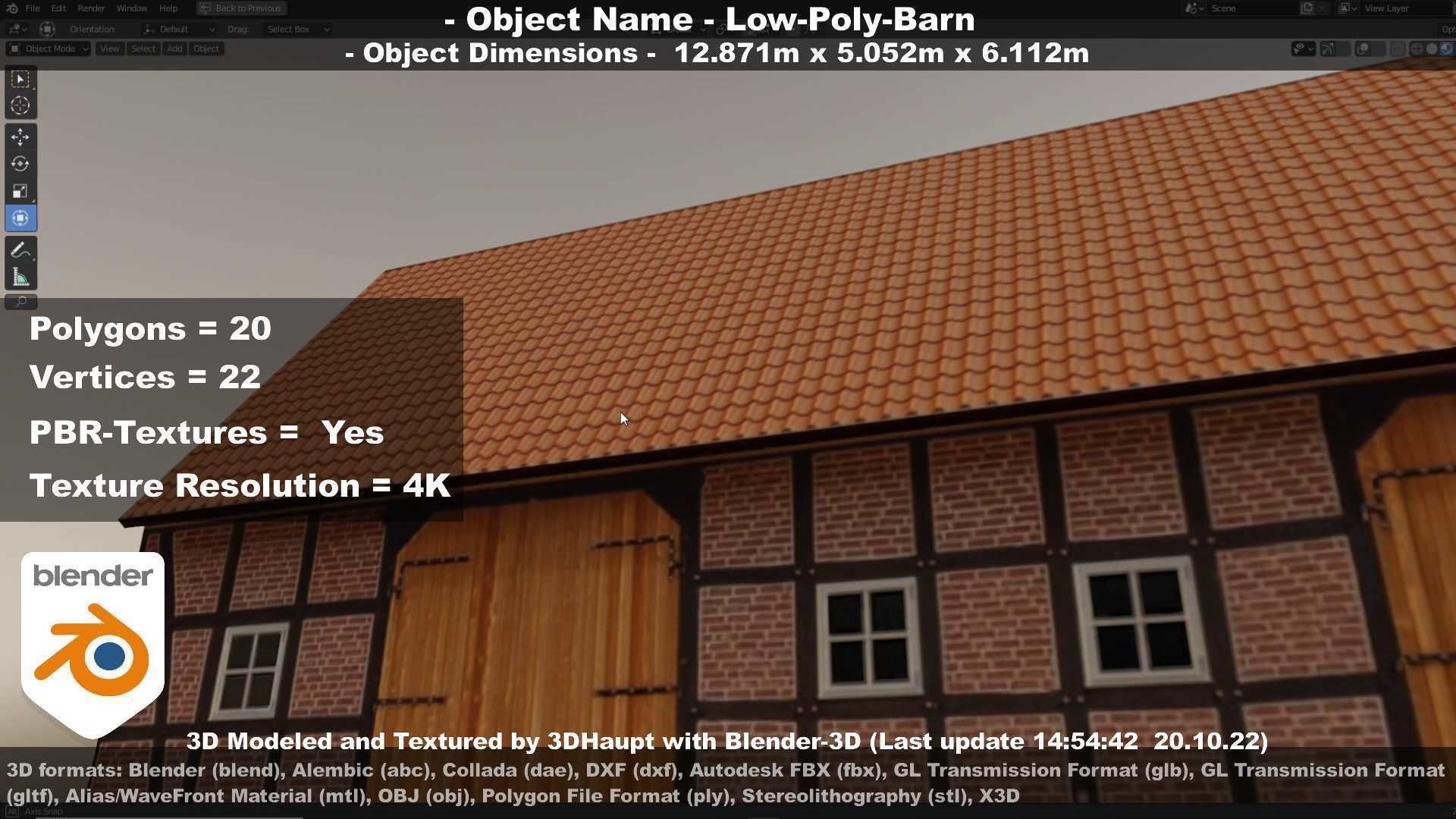 Half-Timbered Barn Low-poly 3D model_85