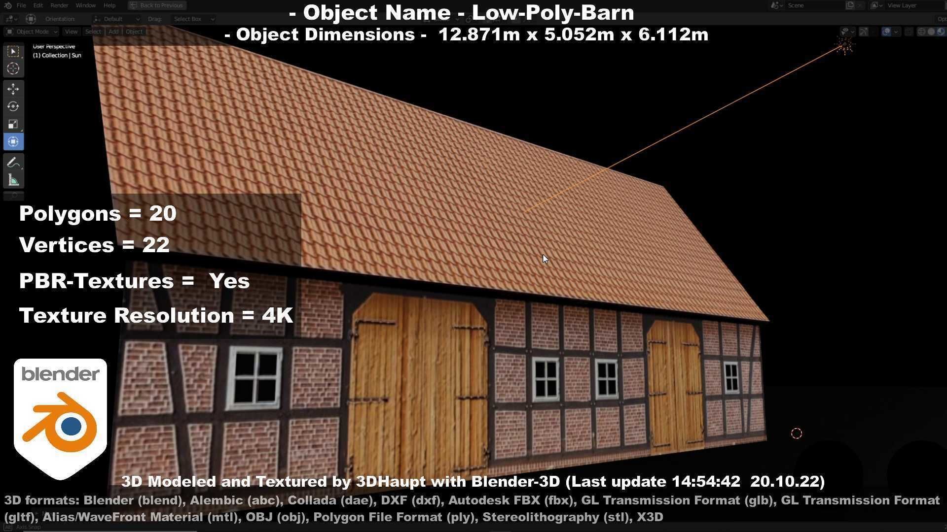 Half-Timbered Barn Low-poly 3D model_117