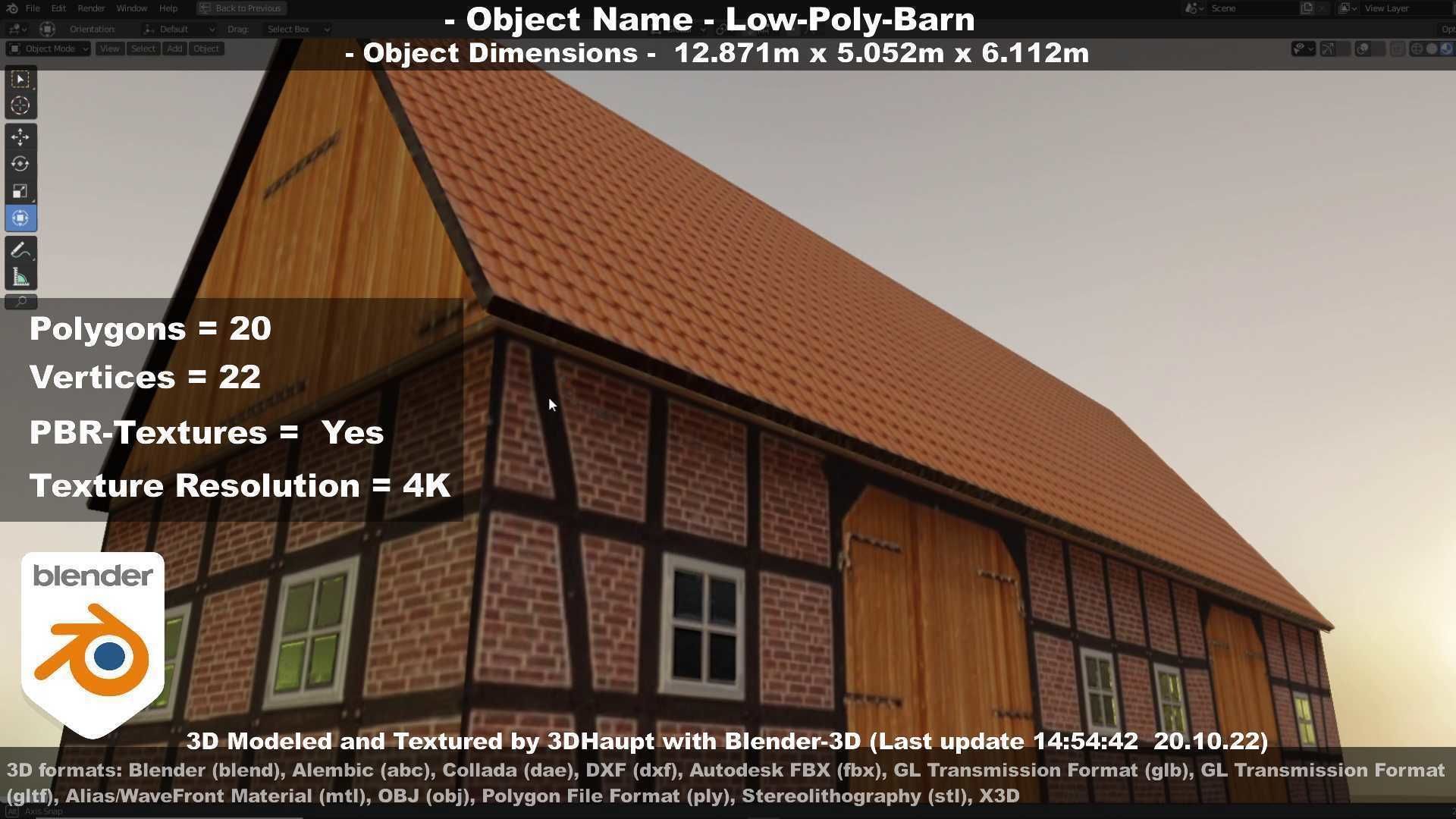 Half-Timbered Barn Low-poly 3D model_82
