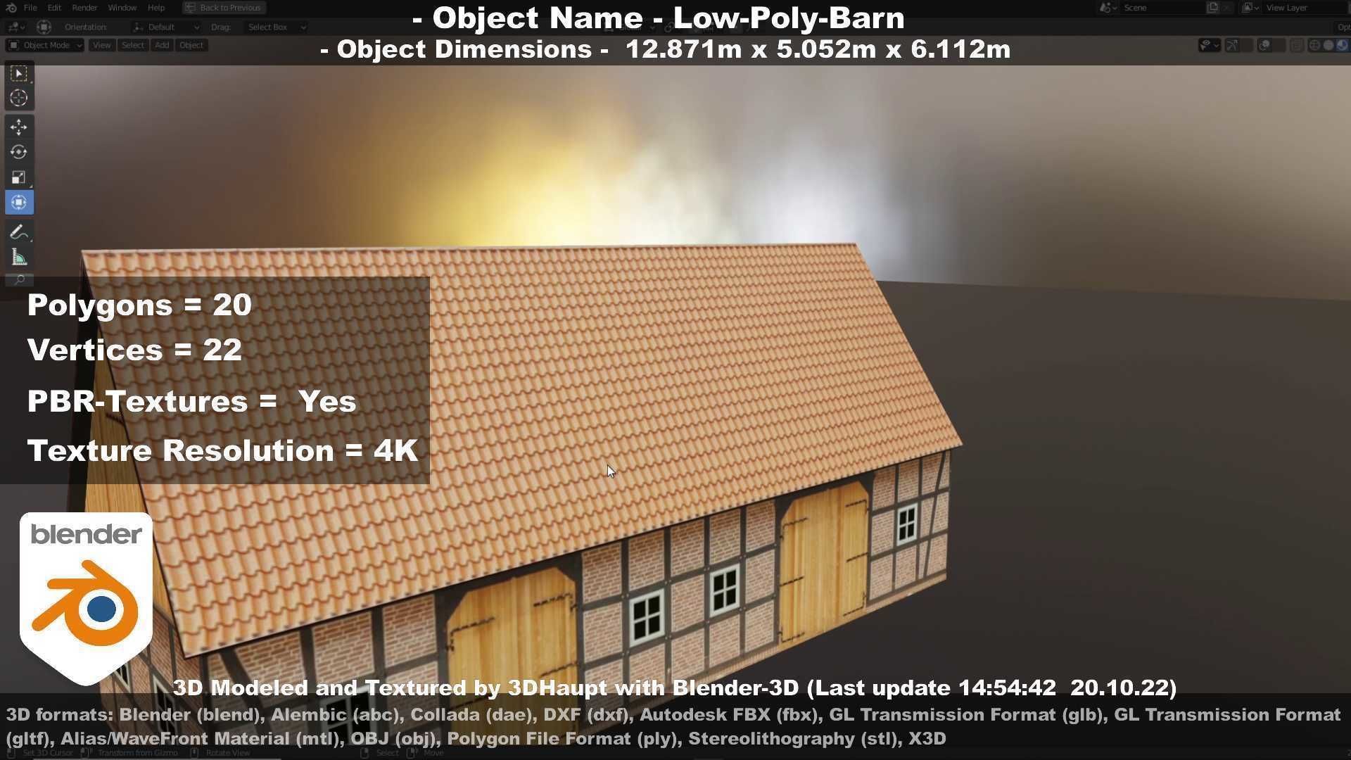 Half-Timbered Barn Low-poly 3D model_20